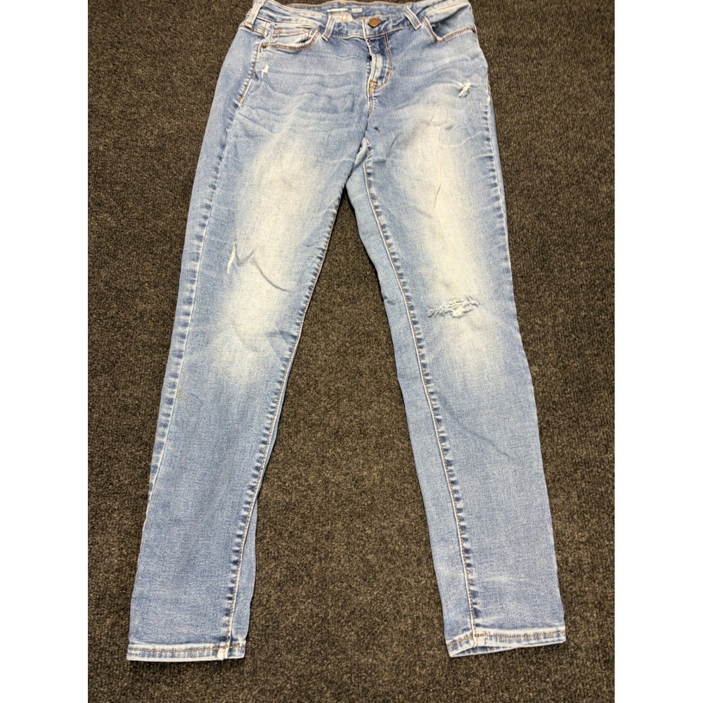 Old Navy Rockstar Super Skinny Jeans Womens 6 Light Wash Distressed Denim Blue